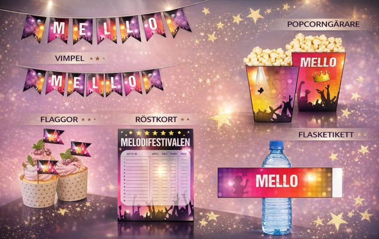 melodifestivalen 2026, pynt och dekorationer delas gratis till din Mello kväll!